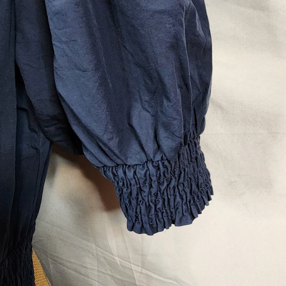 MOON RIVER Size Large Anthropologie Boho Chic Cottagecore Navy Tiered Maxi Dress - Picture 7 of 14